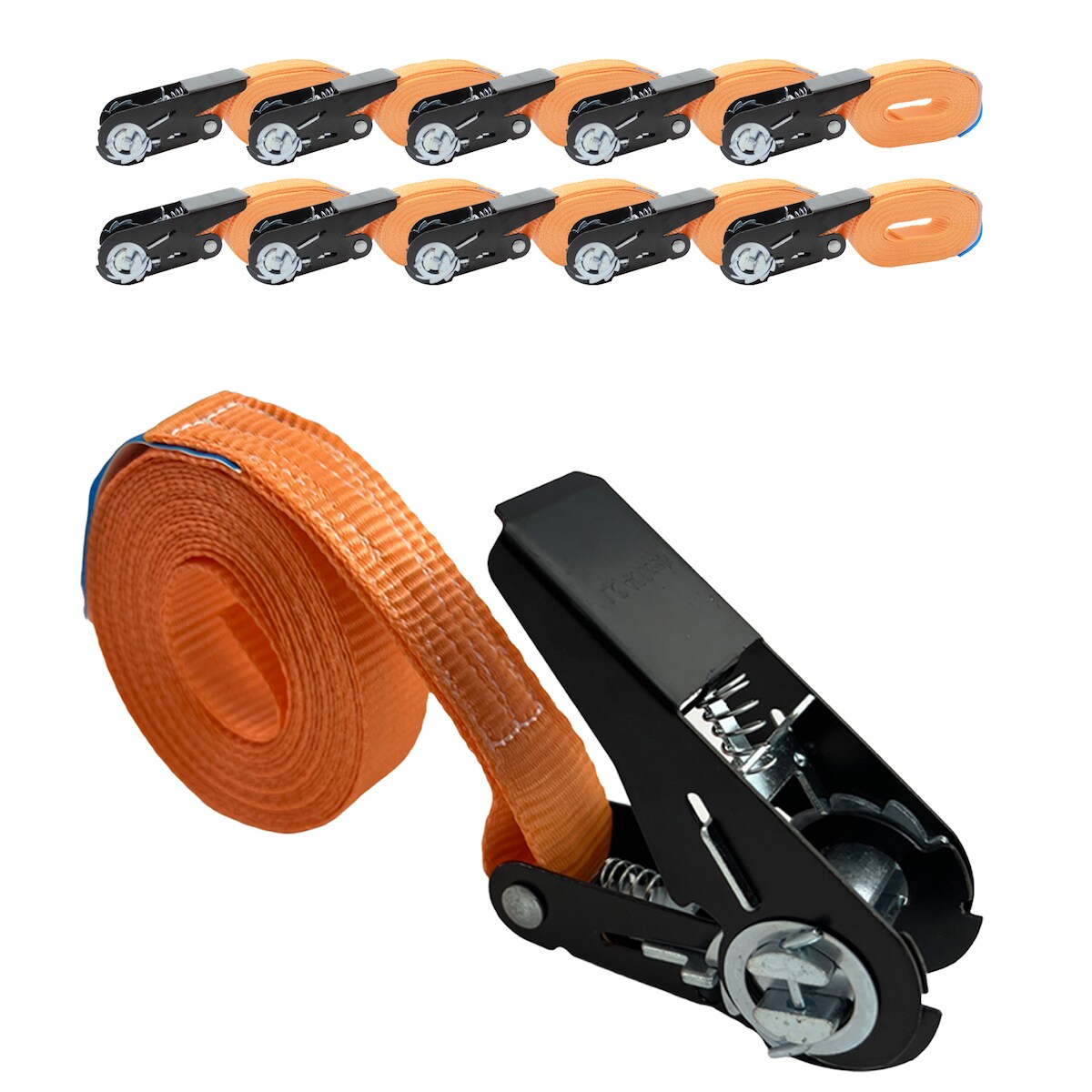 Baumarktplus 10x Ratschen Spanngurt Spanngurte Orange 1-tlg 4m 0,8t 800kg Schwarzes Schloss Image