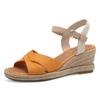Keilsandalette TAMARIS, Damen, Gr. 38, orange kombiniert, Textil, unifarben mit Farbeinsatz, Veloursleder, modisch, Schuhe, Riemchensandale, Sommerschuh mit modischer Kreuzbandage