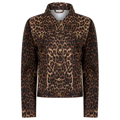Coats / Jackets Zephyr Women's Stretch Cotton Denim Jacket in Brown Leopard Print - Amara Reya / 10 - Tokyo Laundry
