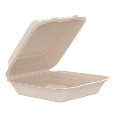 Dart Compostable Molded Fiber Hinged Trays, ProPlanet Seal, 9.14 x 9 x 2.98, Natural, 200/Carton (DCC90FBRHT1)