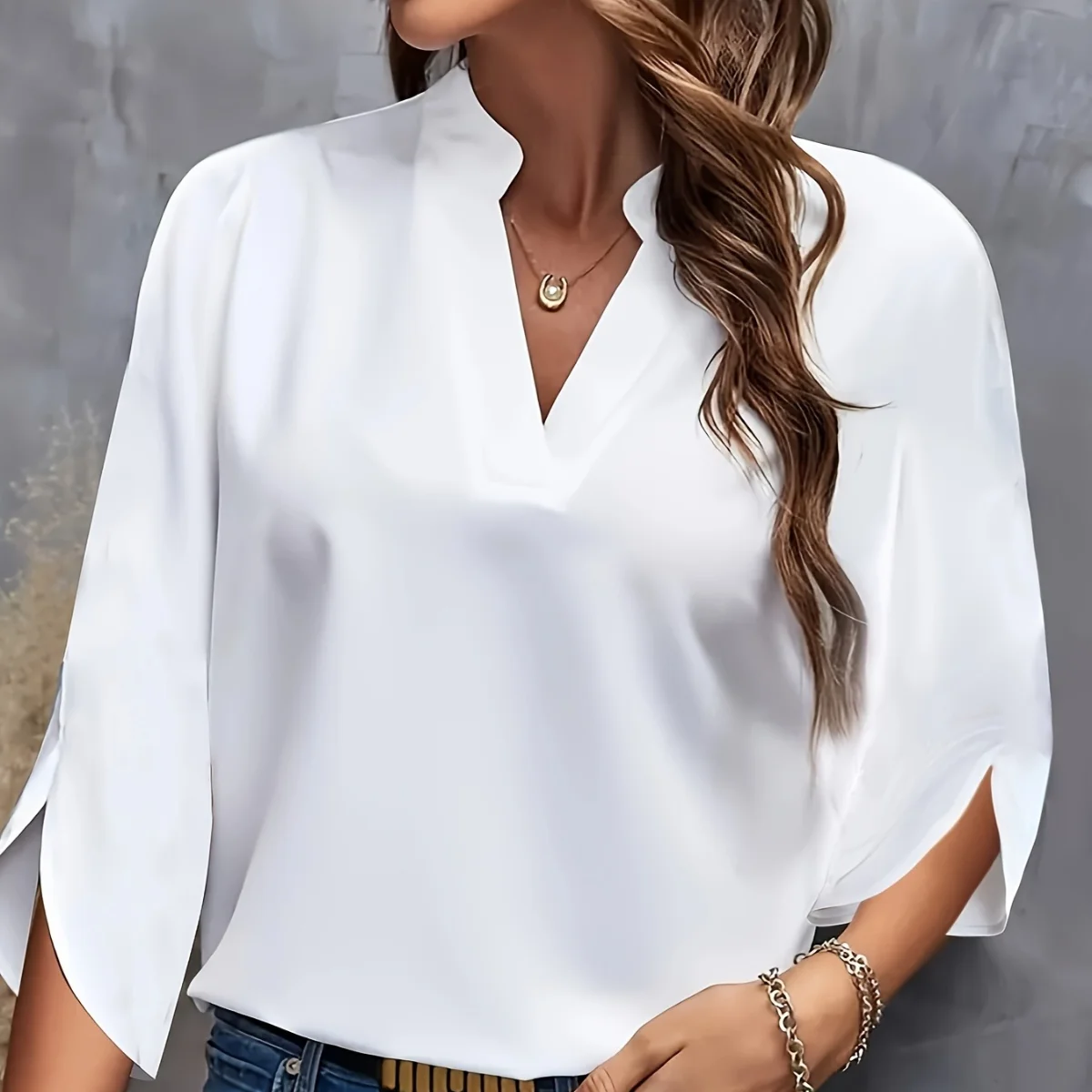 Plus Größe V-ausschnitt Sommer Elegante frauen Bluse Einfarbig Lose Shirt Kurzarm Casual Weiß Tops Büro Dame Tops Kleidung
