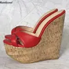 Ronti cool Frauen Sommer Panto letten Sandalen Keile Absätze runde Zehen schöne rote Freizeit schuhe