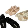 Retro Frau Schuhe Flacher Mund Kristall Ballerinas Weibliche Schuhe Casual Sneaker Karree Neue