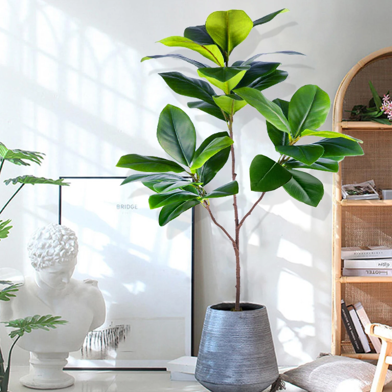 135 cm/53,1 Zoll künstliche Magnolienbaum-Gummi feigen pflanzen für Terrassen garten balkon Innen-und Büro dekorationen