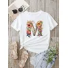 Benutzerdefinierte Name Brief Kombination Mode Frauen T-shirt Floral Brief Schriftart A B C D E F G