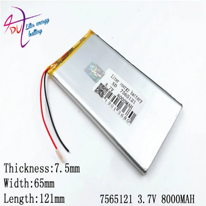 3,7 v 7800mah 7565120 7565121 Lithium-Polymer Li-po Akku Für Pad Gps Dvd Power Bank Tablet pc Image