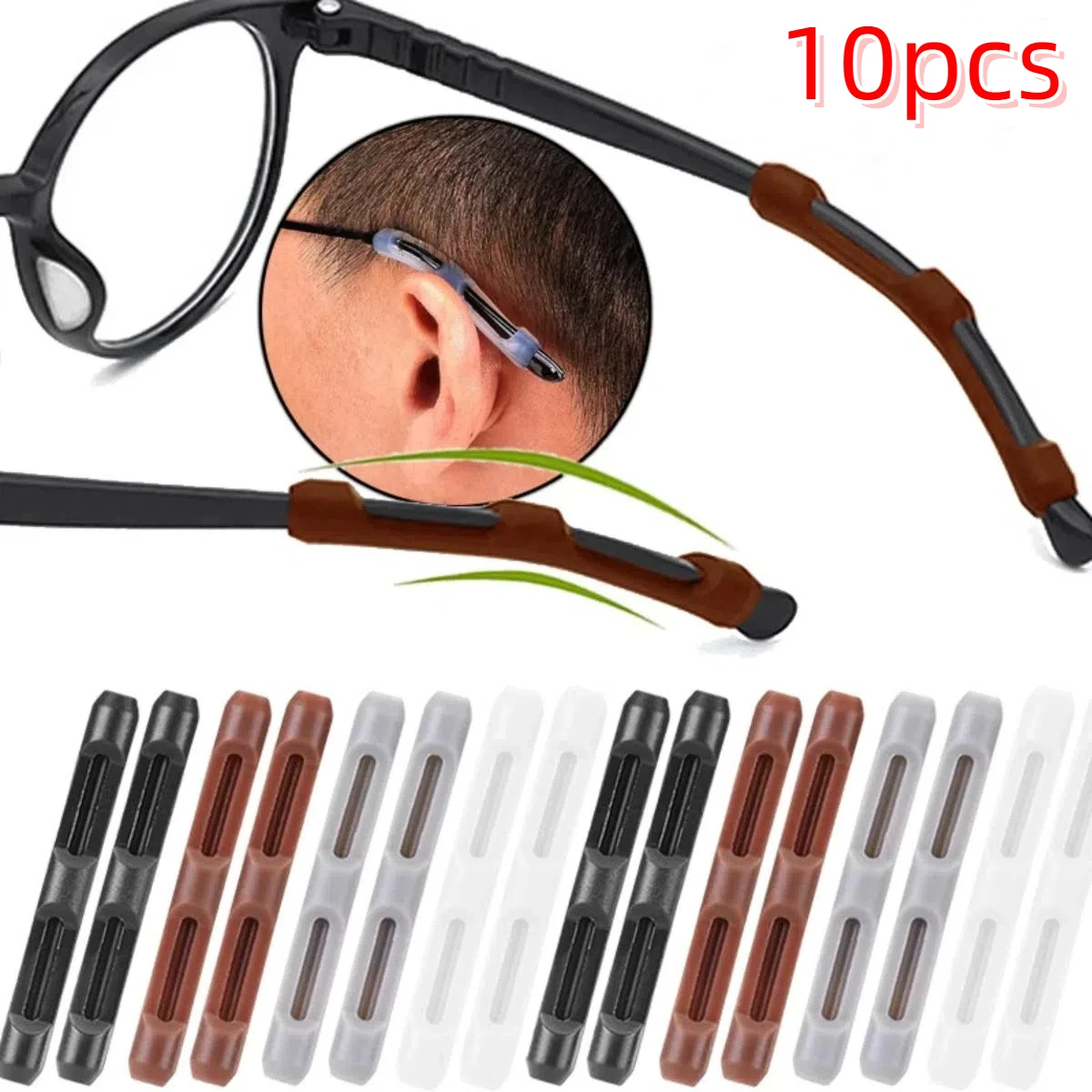 10 stücke Gläser Anti-slip Silikon Hülse Auge Rahmen Bein Drag Feste Ohr Haken Halterung Anti-drop Artefakt Gläser zubehör Image
