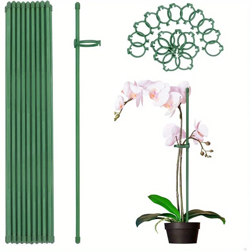 Stützpfähle für Gartenpflanzen für Rosen, Orchideen, Kletterreben, Anti-Kippstange, einzelner Stiel, Blumenpfähle, Stützrahmen für Pflanzenkäfige Image