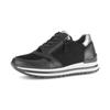 Keilsneaker GABOR "Turin", Damen, Gr. 43, silber (schwarz, silberfarben), Ziegenveloursleder, Glattleder, unifarben mit Farbeinsatz, sportlich, Schuhe, Freizeitschuh, Halbschuh, Schnürer, gepolsterter Schaftrand, H-Weite