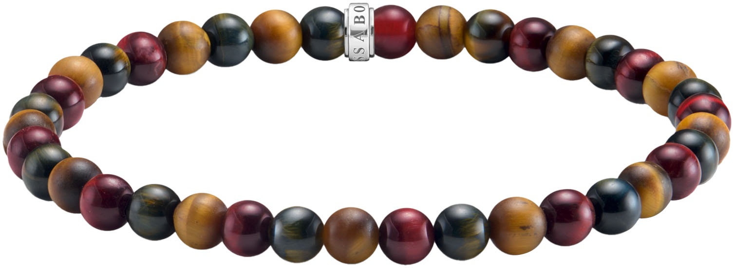 Armband THOMAS SABO "Talisman-Armband" Gr. 19, silber (silberfarben, blau, rot, braun, blau, rot, braun), Armbänder, Damen, 19, Silber 925 (recycelt), Armband, mit Tigerauge