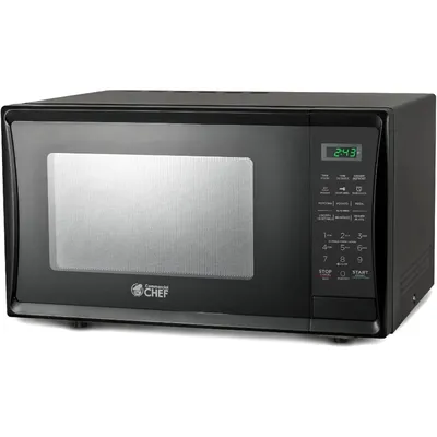 1.1 Cu Ft Microwave with 10 Power Levels, Microwave 1000W with Push Button Door Lock, Countertop