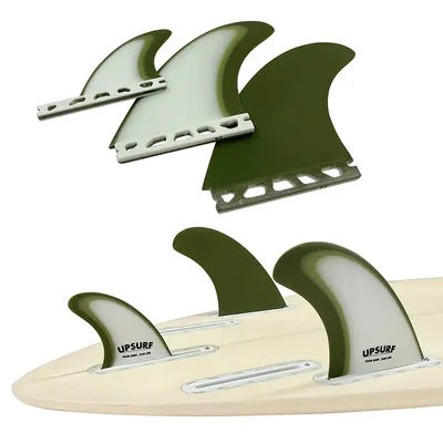 UPSURF T1 Size Surfboard Fins Single Tab Fiberglass Army Green White New Design High-Quality Tri Set