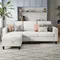 Sectional Sofa Couches for Living Room - Beige 3 Seat L Shaped Couch with Storage Ottoman, Modern