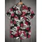 Camicia da uomo stampata in 3D con teschi di rose Camicia da uomo a maniche corte casual estiva quotidiana Camicia da uomo alla moda da strada all