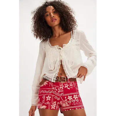 Retro Printed Mini Short at Free People in Red Combo, Size: XS
