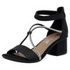 Sandalette RIEKER, Damen, Gr. 38, schwarz, Lederimitat, unifarben, elegant, Schuhe, Sommerschuh, Sandale, Blockabsatz, mit praktischem Klettverschluss