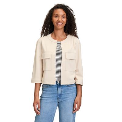 Jackenblazer BETTY & CO "Betty & Co Casual-Jacke mit Taschen", Damen, Gr. 38, grau, Obermaterial: 67% Viskose, 29% Polyester, 4% Elasthan., modisch, gerade normal, Rundhals, 3/4-Ärmel, Blazer, Material Image