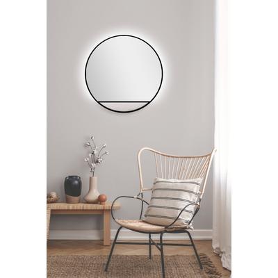 LED-Lichtspiegel TALOS, schwarz (schwarz matt), Ø:60cm, Spiegel, rund, mit indirekter LED Beleuchtung in schwarz matt Ø 80 cm Image