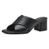 Pantolette MARCO TOZZI, Damen, Gr. 41, schwarz, Lederimitat, unifarben, elegant, Schuhe, Blockabsatz, Sommerschuh, Schlappen mit gekreuzter Bandage