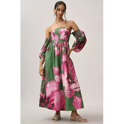 Let Me Be Off-The-Shoulder Printed Maxi Dress
