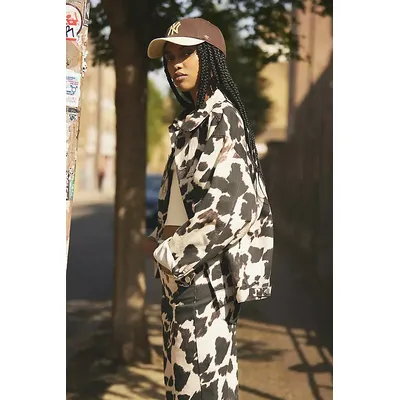 By Anthropologie Cow Print Jacket