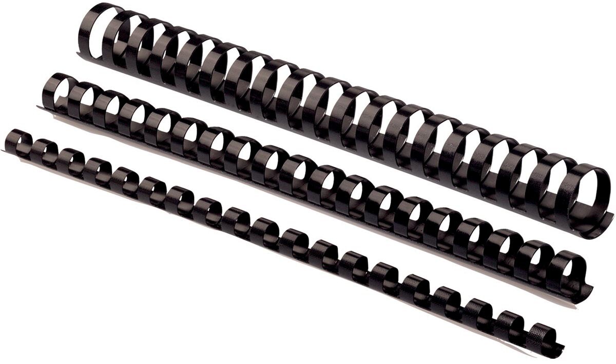 Fellowes Plastikbinderücken A4 21 Ringe schwarz 6mm VE=10x100 Stück Image