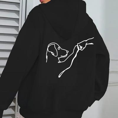 TEMU Cute Dog Printed Women's Plus Size Zipper Hoodie, Comfy Pocket Casual Sweatshirt, Women's Activewear Image