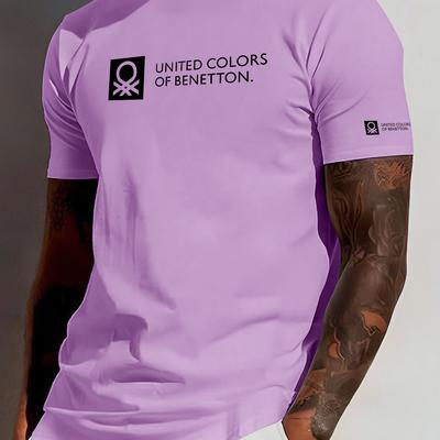 TEMU A High-quality Slim-fit Men's Summer Casual T-shirt Featuring The United Colors Of , Image