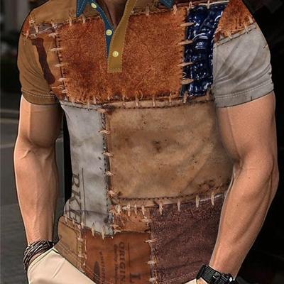 TEMU Men's Vintage Print Short Sleeve Shirt - Breathable Polyester Fabric, Casual Summer Style For Casual Attire, Travel, And Outdoor Activities, Casual Summer Wear| |breathable Material Image