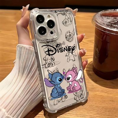 TEMU Cute Stitch Couple Phone Case Suitable For Iphone 16 15 14 11 Pro Xr Xs 7 Plus Shockproof Transparent Soft Back Cover Image