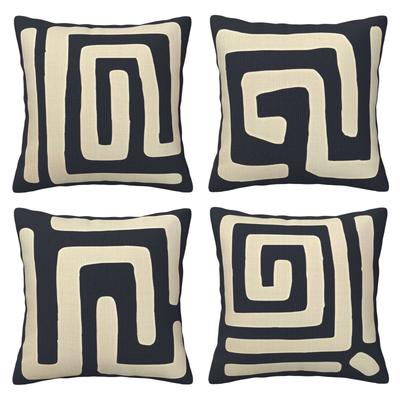TEMU 4pcs Geometric Black Cushion Covers - Soft , Modern , Zipper Closure, Ideal For Sofa & Bedroom Decor (pillow Inserts Not Included), Sofa Cushion, Home Decoration, Pillowcase, Single-side Image