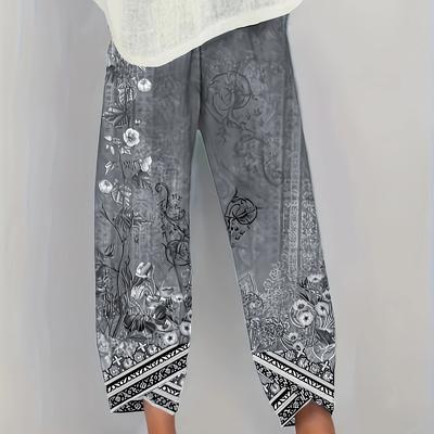 TEMU Plus Size Loose Printed Capri Pants For Spring And . Image