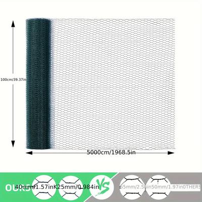 TEMU Chicken Fence Poultry Net, Mesh Size 45 Mm, Height Cm, Length 50m, Pvc Coated Green Image