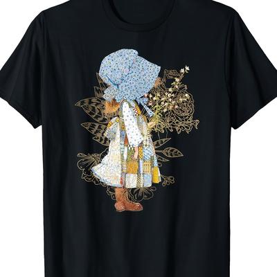 TEMU Casual T-shirt, Floral Hat Design - Short Sleeve, Round Neck, Soft Breathable Fabric, Suitable For Casual Wear Image