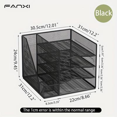TEMU Iron Paper Organizer, Letter Tray, Document Data Bookend, Desk File Organizer, For Office, Home Or School Image