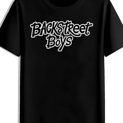 TEMU Graphic Print Men's T-shirt - 100% Polyester, Black With White Lettering, Round Neck, Short Sleeve, Casual Summer Tee For Casual Attire Image