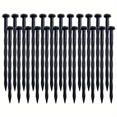 TEMU 30pcs 20cm Black Plastic & Pe Garden Stakes For Landscape Edging, Lawn , Yard Support Image