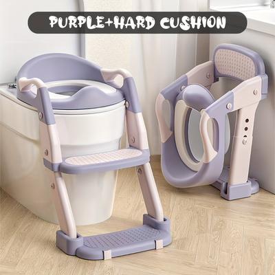 TEMU 3-in-1 ' Potty Training Toilet Seat With Foldable Ladder - Multifunctional Auxiliary Toilet For , Plastic, Gray & , Sturdy Step Stool For , Potty Training Seat Image