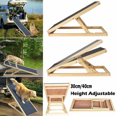 70cm Lang Hölzerne Hundetreppe Hunderampe für Auto Höhenverstellbar Hunderampe Für Auto Für Großen Image