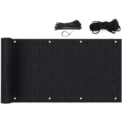 Sekey Balkon Sichtschutz hdpe 220g/m² Balkonbespannung Schwarz 0,90 x 6m Image