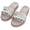 Pantolette ARA "KENT", Damen, Gr. 36, silber (silberfarben), Glattleder, metallic, casual, Schuhe, Slides, Flats, Sandale mit geraffter Bandage