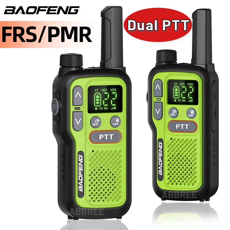 2PCS Baofeng BF-T18 Mini Walkie Talkie Long Range PMR FRS Dual PTT Zwei Weg Radio Typ-C Ladegerät NOAA Service Für Reise Camping Image