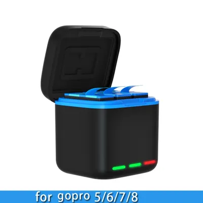 Universal Für GoPro Hero 8 7 Schwarz Batterie Ladegerät 3-Kanal mit Display Ladekabel für Go Pro Hero 5 6 zubehör