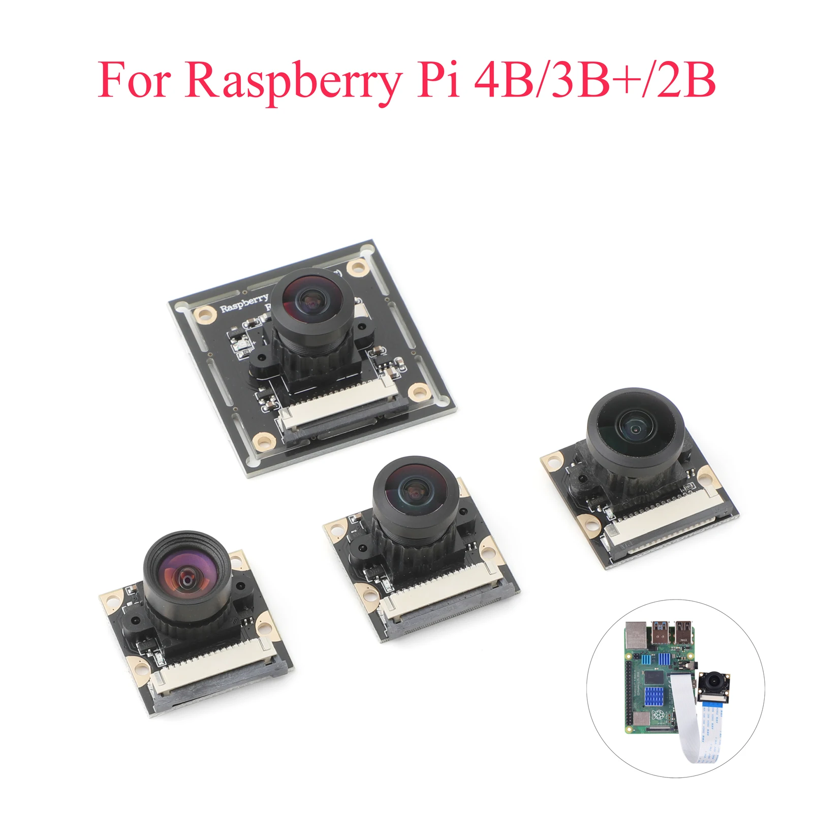 1 Stück Raspberry Pi Tag/Nachtsicht-HD-Kamera 100 ° /160 ° /222 ° 5MP 1080p30 Weitwinkel-Webcam-Modul für Raspberry Pi 4B/3B+/3B/2B Image