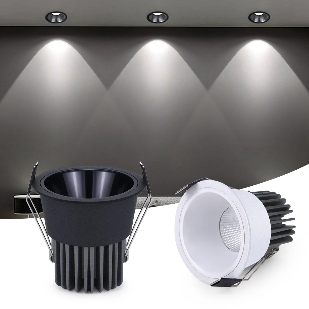 Hohe Qualität Einbau Aluminium COB LED Spot Licht 7W 12W LED Strahler Birne 110V 220V Downlight decke Lampe Hause Beleuchtung Dekor