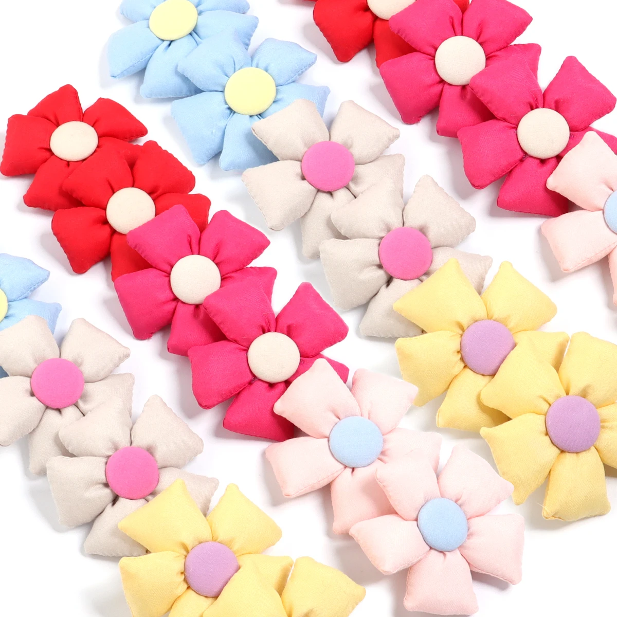 4 teile/los Stoff Fünf Blütenblätter Blumen 7 cm Tuch Stoff Blume Füllung Baumwolle Für DIY Handmake Dekoration Geschenke Kleidung zubehör