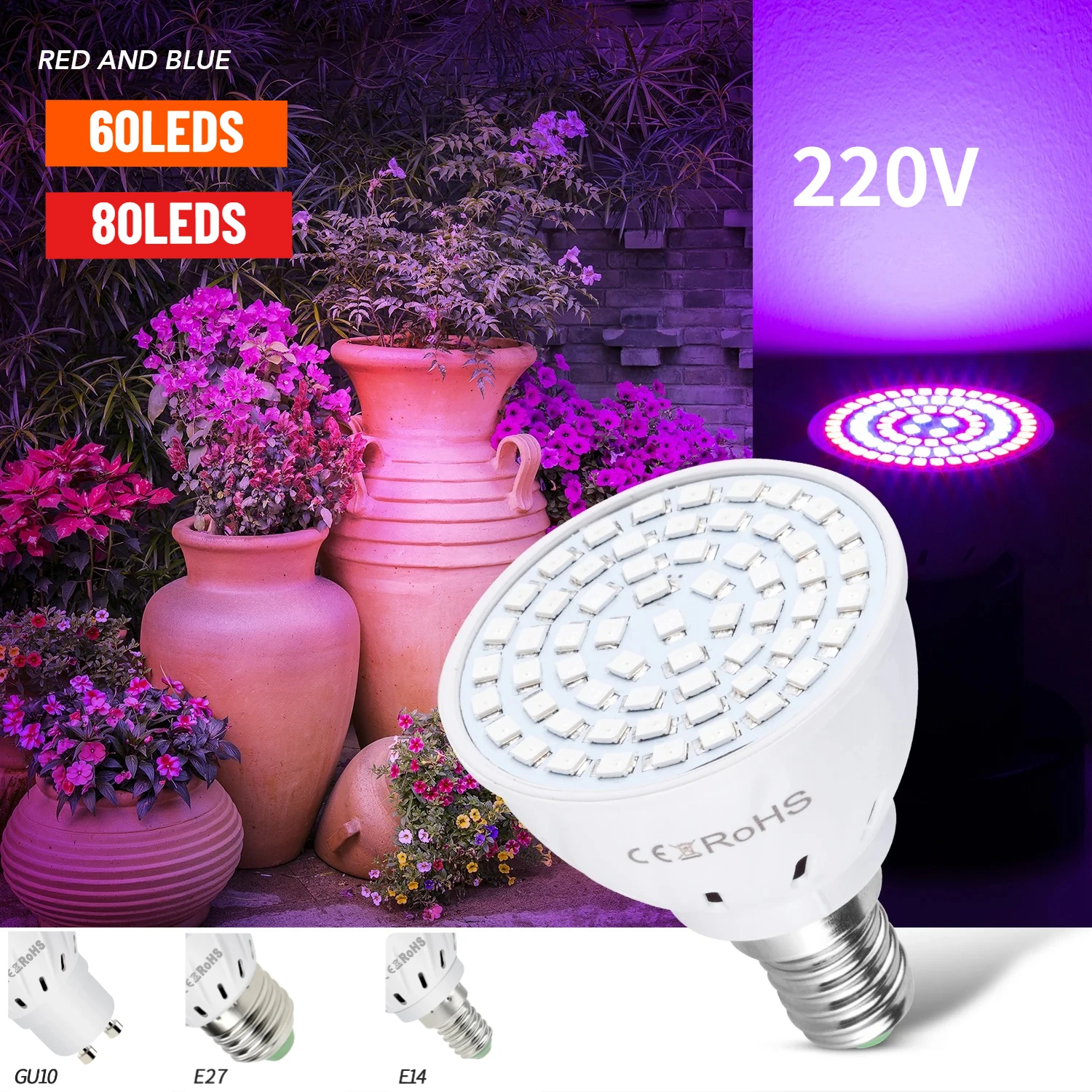 E27 LED Pflanzenwachstumslichter GU10 220 V Vollspektrum Indoor Hydrokultur Blumensamen Fördern das Wachstum Gemüse Anbau LampE14 Image