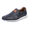 Slipper RIEKER, Herren, Gr. 40, blau, Leder, sportlich, Schuhe, Sommerschuh, Schlupfschuh, Freizeitschuh mit aufwändiger Rahmennaht
