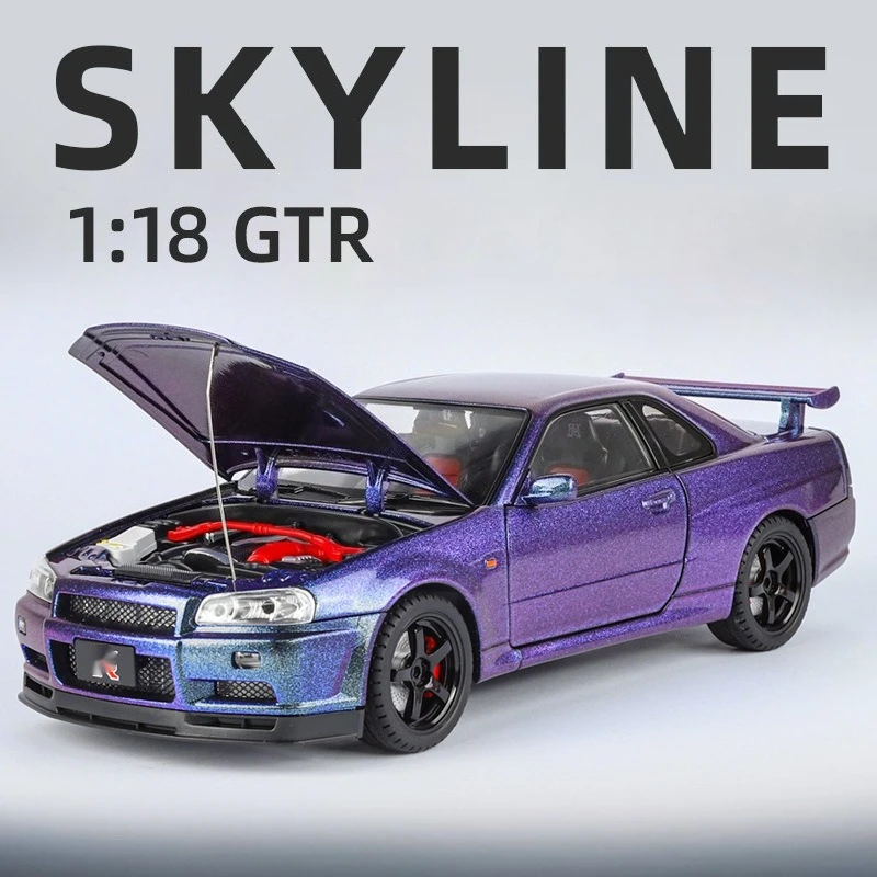 1:18 Skyline GTR Sportwagen Straßenauto Druckguss Legierung Metall Modellauto Sammlung Hobbys Dekoratives Geschenk für Freund Geschenk
