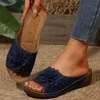 Blume Sandalen Frauen Schuhe Keil Wanderschuhe Casual Rutsche frauen Sandalen Offene spitze Retro